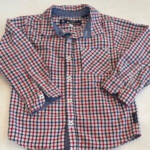 Ben Sherman Kids Red and Blue Plaid Button Down Shirt